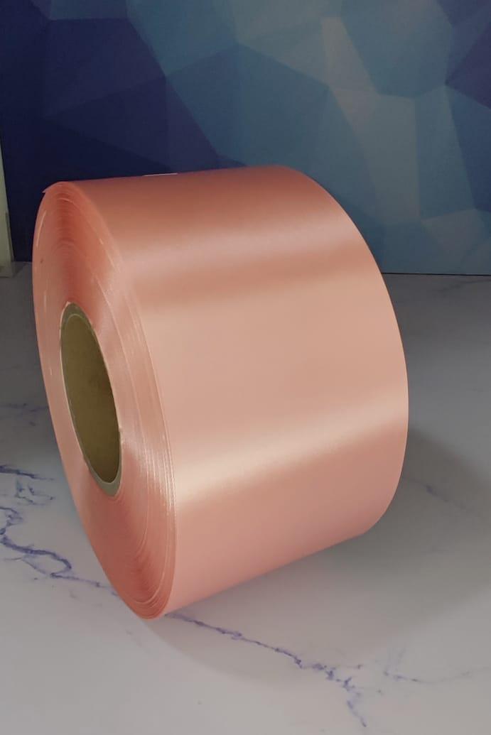 Текстильная лента полиэстер-сатин100мм*200м (светло-розовый)