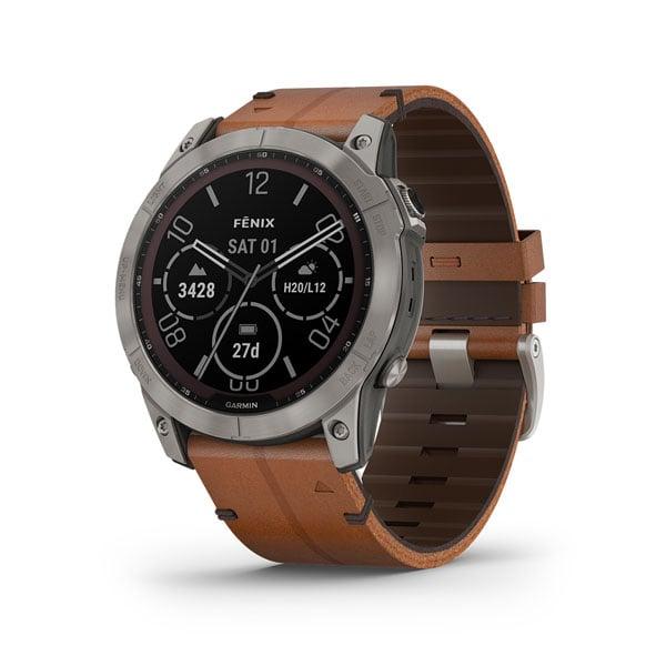 Garmin Fenix 7X Sapphire Solar titanium chestnat leather/silicon band