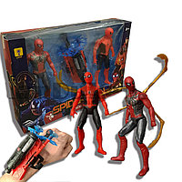 Детский набор фигурок Человек паук Spider man с подвижными ногами и руками с бластером 2 фигурки 17 см
