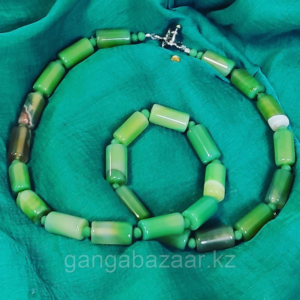 Ожерелье из зеленого агата, 50 см