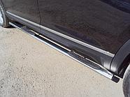 Пороги овальные с накладкой 75х42 мм ТСС для Volkswagen Teramont 2018-2020