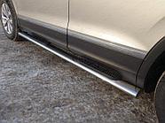 Пороги овальные с накладкой 120х60 мм ТСС для Volkswagen Tiguan 2017-2021