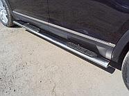 Пороги овальные с накладкой 120х60 мм ТСС для Volkswagen Teramont 2018-2020