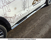 Пороги овальные с накладкой 120х60 мм ТСС для Toyota Highlander 3 2014-2016