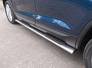 Пороги овальные с накладкой 120х60 мм ТСС для Skoda Kodiaq 2017-