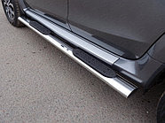 Пороги овальные с накладкой 120х60 мм ТСС для Nissan Terrano 2014-