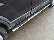 Пороги овальные с накладкой 75х42 мм ТСС для Nissan X-Trail (T31) 2011-2015