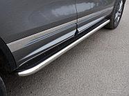 Пороги с площадкой (нерж. лист) 60,3 мм ТСС для Volkswagen Touareg R-Line 2014-