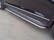 Пороги с площадкой (нерж. лист) 75х42 мм ТСС для Volkswagen Teramont 2018-2020