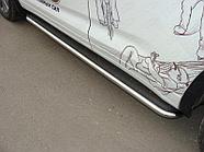 Пороги с площадкой (нерж. лист) 42,4 мм ТСС для Toyota Highlander 3 рестайлинг 2017-2020