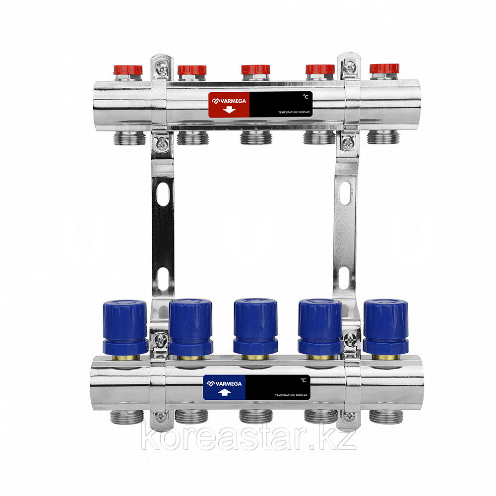 Распределительный коллектор Varmega 1" 7x3/4"EK с балансировочными и термостатическими вентилями (латунь)