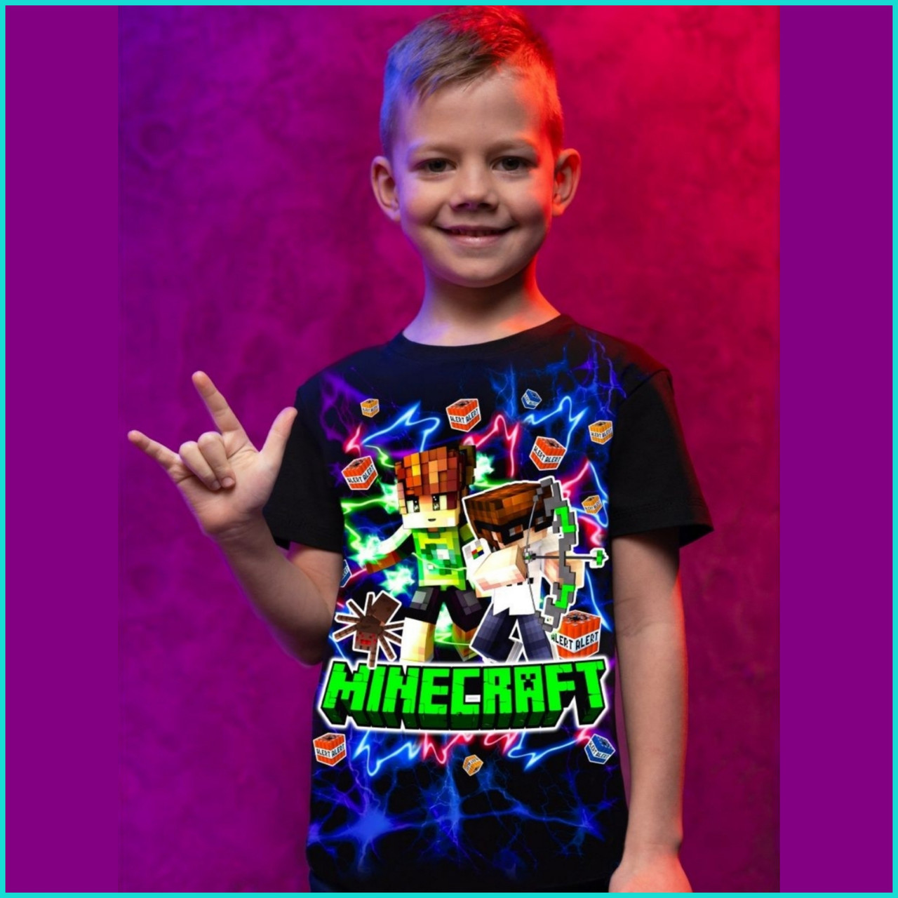 Светящаяся футболка "Minecraft - Майнкрафт" (р.34 Рост 116-122) - фото 5 - id-p108829685