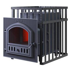 Печь для бани GFS Гроза 18 (П) в сетке , со стеклом (Техно Лит)  от 10 до 18 м3