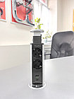Shelbi Выдвижной настольный розеточный блок на 2 розетки 200B, 1 USB, 1 Type-C, серебро, фото 4