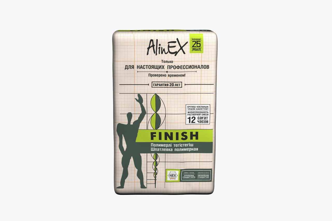 Заказать Шпатлевка чистовая Финиш П (Alinex) 25кг в Алматы- 2117050 ️
