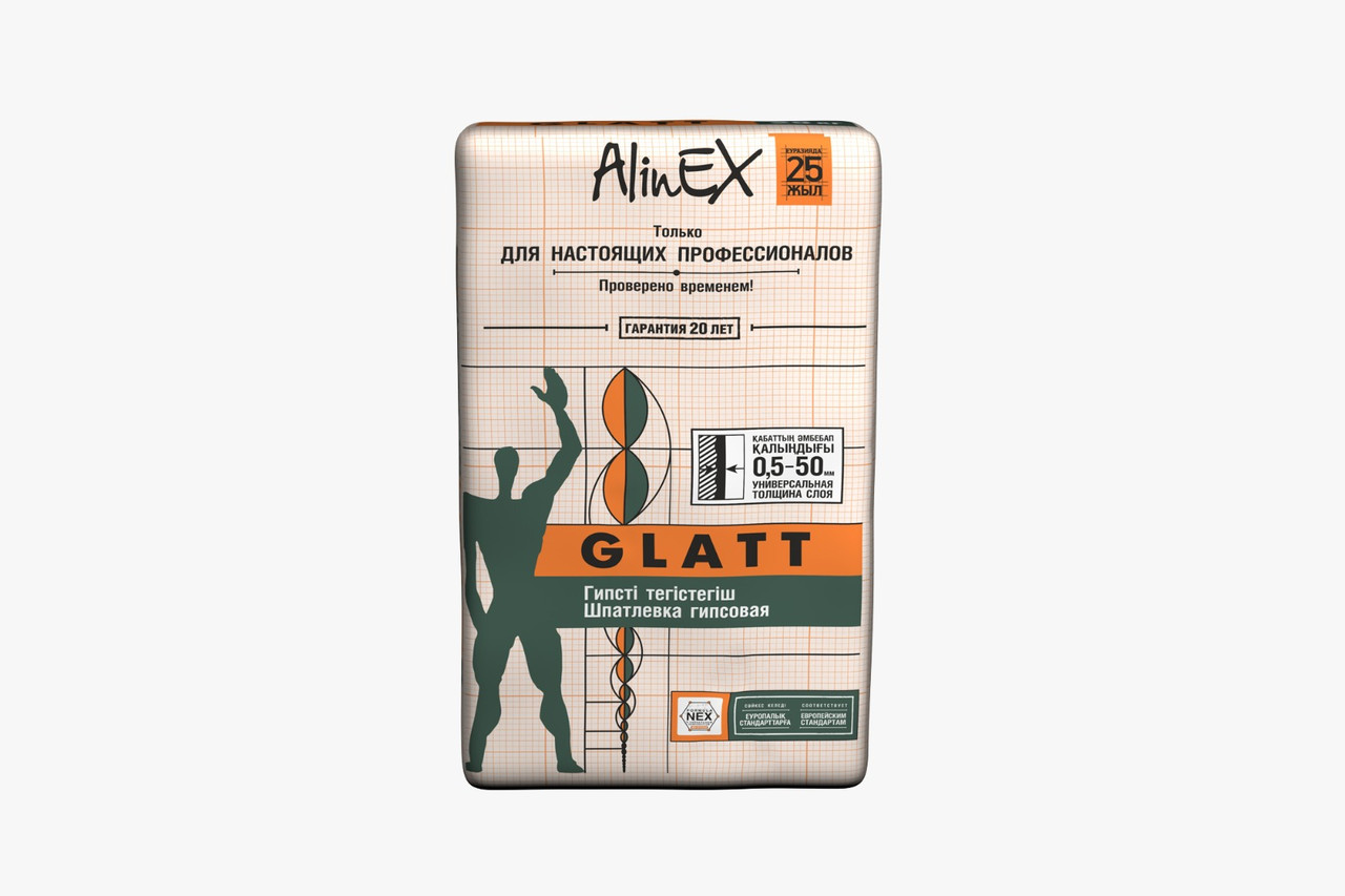 Гипсовая универсальная шпатлевка AlinEX «GLATT», 25 кг - фото 1 - id-p108835815