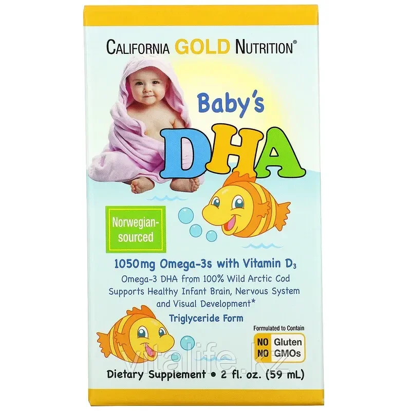 ДГК для детей California Gold Nutrition Омега-3 с витамином D3 59 мл - фото 2 - id-p108835856