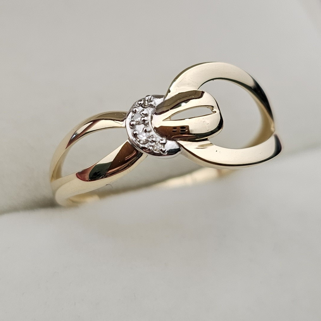 Золотое кольцо с бриллиантами 0.02 Сt SI1/H VG-Cut 18.5 размер - фото 3 - id-p108826777