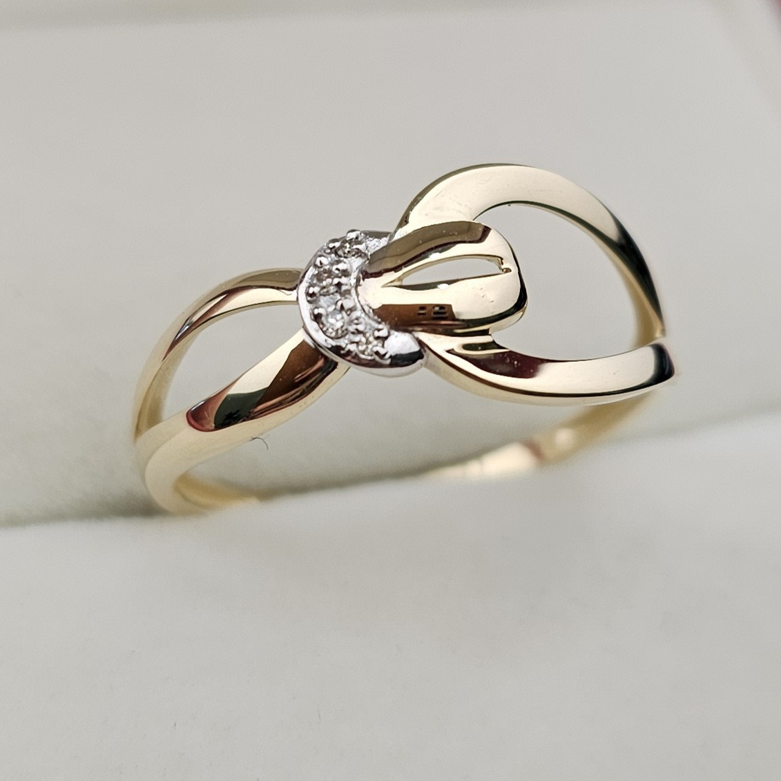 Золотое кольцо с бриллиантами 0.02 Сt SI1/H VG-Cut 18.5 размер - фото 8 - id-p108826777