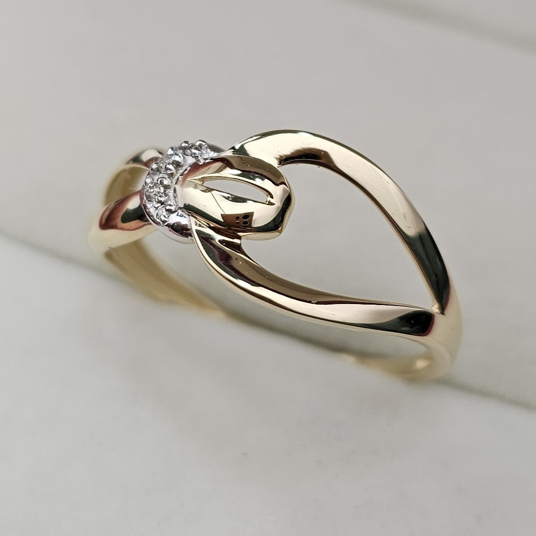 Золотое кольцо с бриллиантами 0.02 Сt SI1/H VG-Cut 18.5 размер - фото 5 - id-p108826777