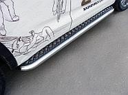 Пороги с площадкой 60,3 мм ТСС для Toyota Highlander 3 рестайлинг 2017-2020