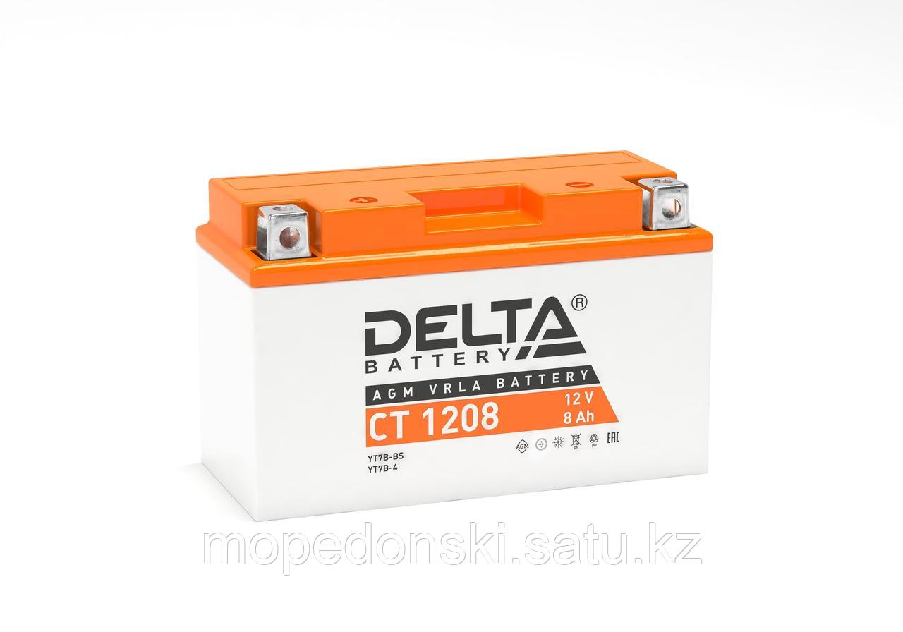 Мото аккумулятор Delta CT 1208 (12V / 8Ah / 110A) - фото 1 - id-p108857138