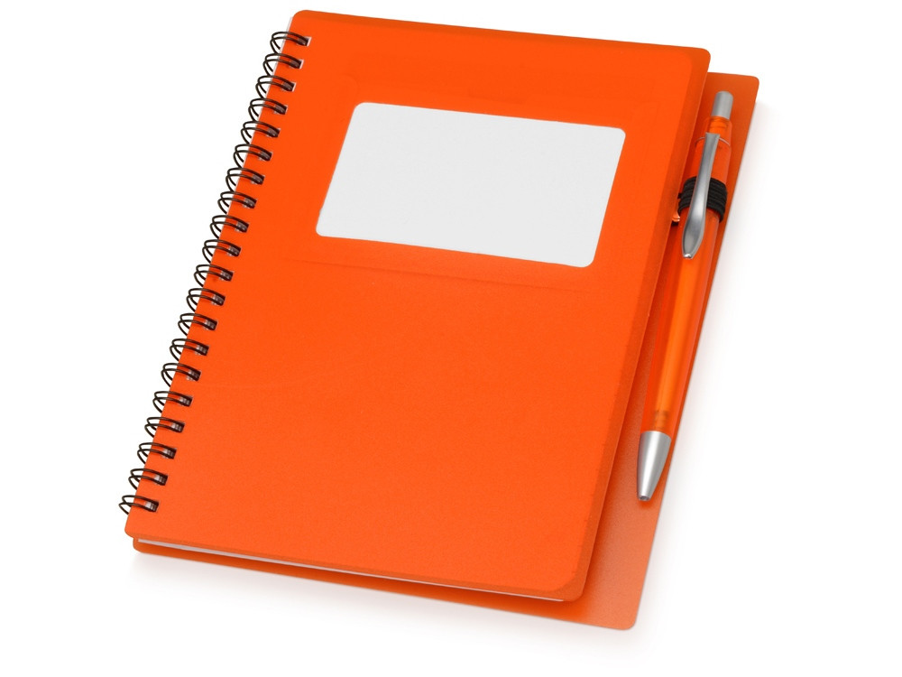 Блокнот Контакт с ручкой, оранжевый - фото 1 - id-p108859539