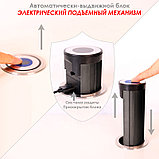 Shelbi Выдвижной-автоматический настольный розеточный блок на 2 розетки 200B, 1 USB, 1 Type-C, серебро, фото 3