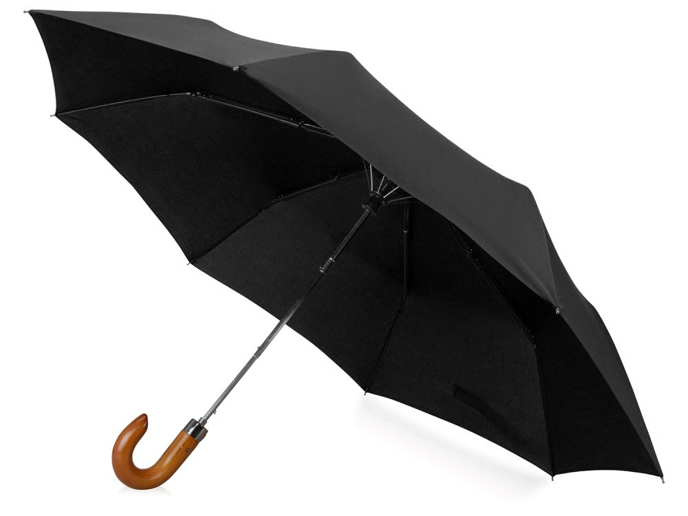 Зонт складной Cary, полуавтоматический, 3 сложения, с чехлом, черный - фото 1 - id-p108864035