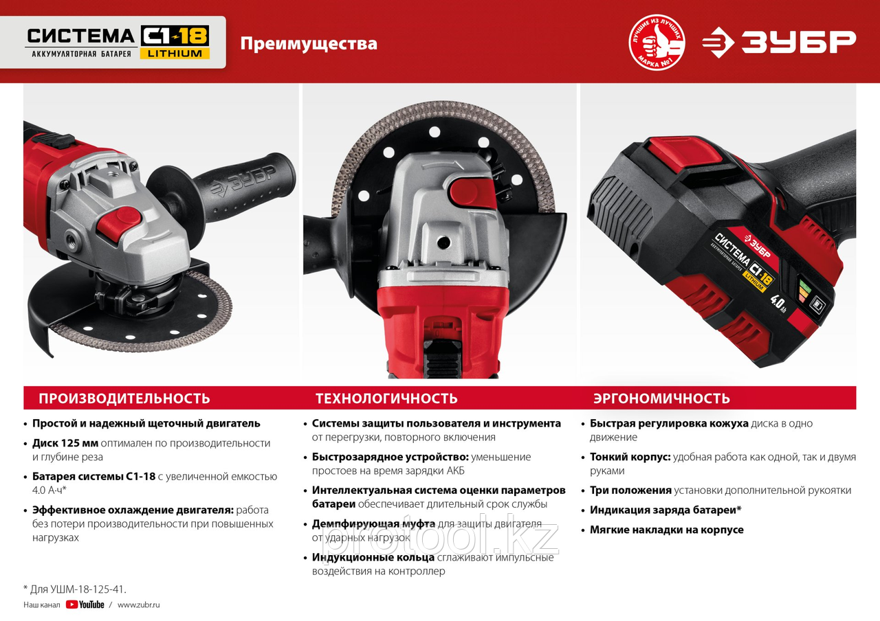 ЗУБР 18В, Li-Ion, 2Ач, тип С1, аккумуляторная батарея. АКБ-С1-18-2 - фото 4 - id-p108836983