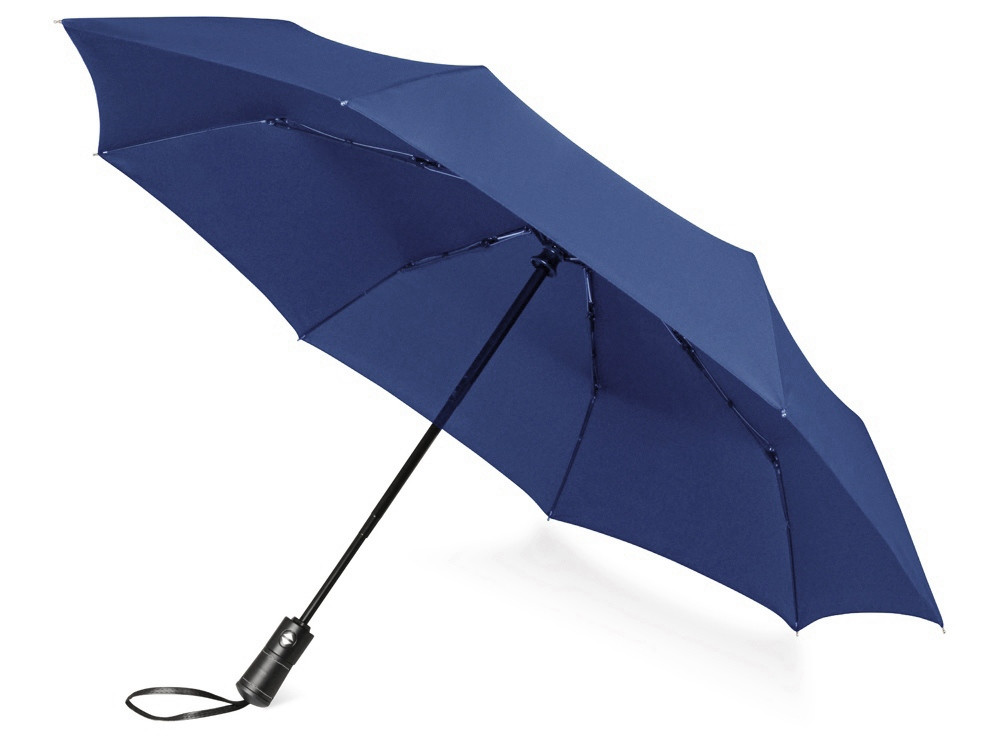 Зонт складной Ontario, автоматический, 3 сложения, с чехлом, темно-синий - фото 1 - id-p108864037