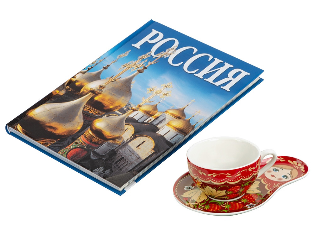 Набор Моя Россия: чайно-кофейная пара Матрешка и книга Россия на русском. языке - фото 2 - id-p108864960