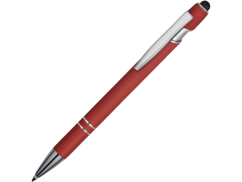 Ручка металлическая soft-touch шариковая со стилусом Sway, красный/серебристый - фото 3 - id-p108863126