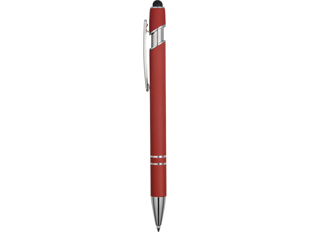 Ручка металлическая soft-touch шариковая со стилусом Sway, красный/серебристый - фото 1 - id-p108863126