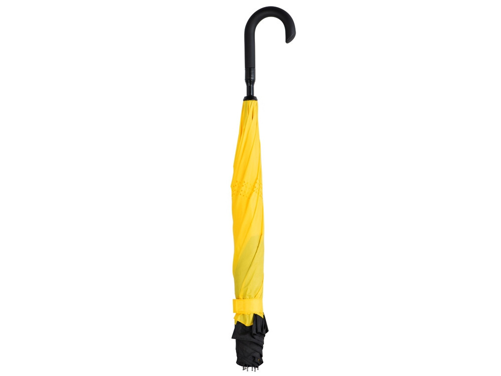 Зонт-трость наоборот Inversa, полуавтомат, черный/желтый - фото 9 - id-p108864109