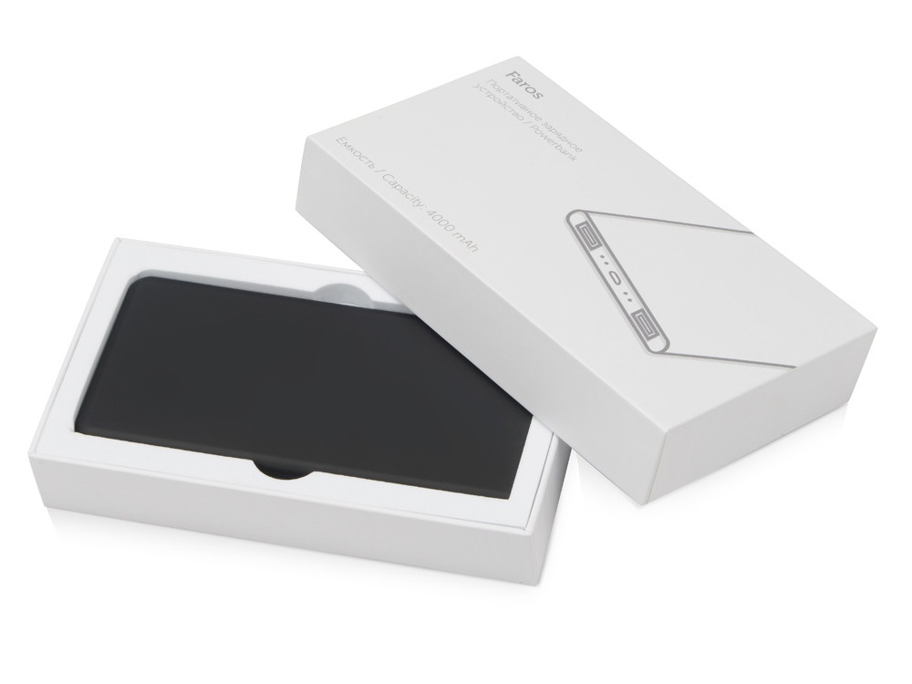 Портативное зарядное устройство с белой подсветкой логотипа Faros, soft-touch, 4000 mAh - фото 7 - id-p108865167