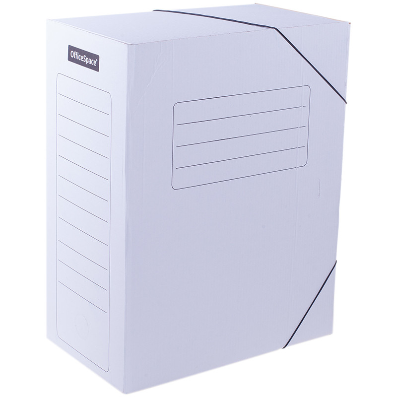 Архивный короб OfficeSpace на резинках, 235x150x325 мм, микрогофрокартон, белый