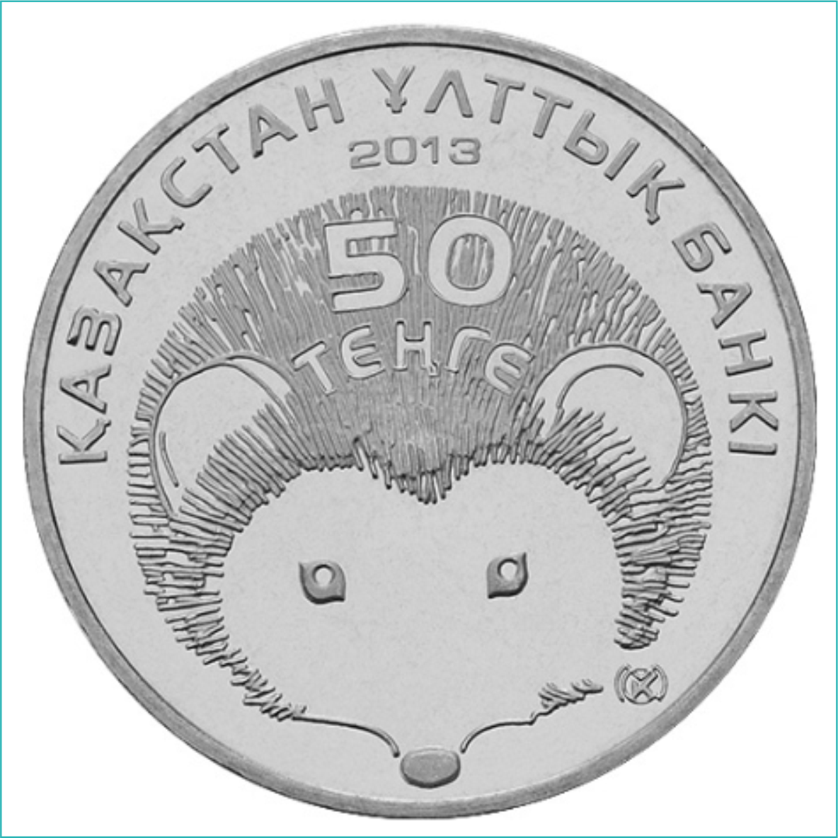 Монета "Длинноиглый еж" (50 тенге) - фото 1 - id-p108868703