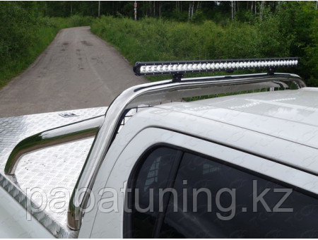 Защита кузова и заднего стекла (без надписи) 76,1 мм со светодиодной фарой ТСС для Toyota Hilux Exclusive - фото 1 - id-p108867363
