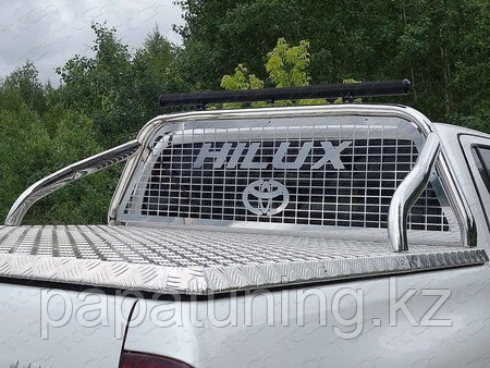 Защита кузова и заднего стекла (для крышки) 76,1 мм со светодиодной фарой ТСС для Toyota Hilux Exclusive 2018- - фото 1 - id-p108867357