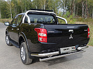 Защита кузова 76,1 мм со светодиодной фарой (только для кузова) ТСС для Mitsubishi L200 2015-2018