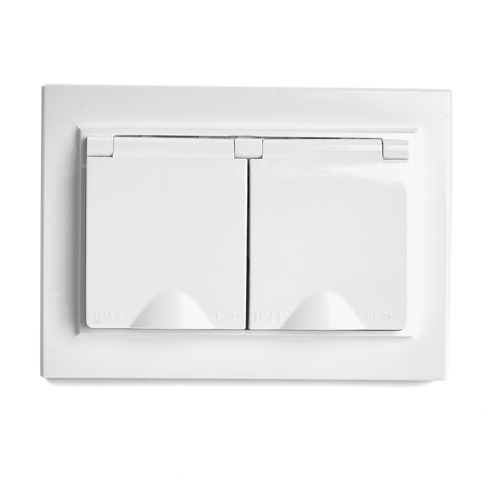 Розетка 2-местная с/з с крышкой, STEKKER, PST16-9015-01, 250В, 16А, серия Эрна, белый, фото 1