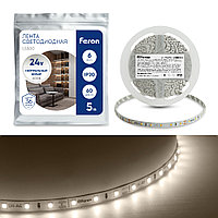 Светодиодная LED лента Feron LS500, 60SMD (2835)/м 6Вт/м 24V 5000*8*1.22мм 4000К IP20