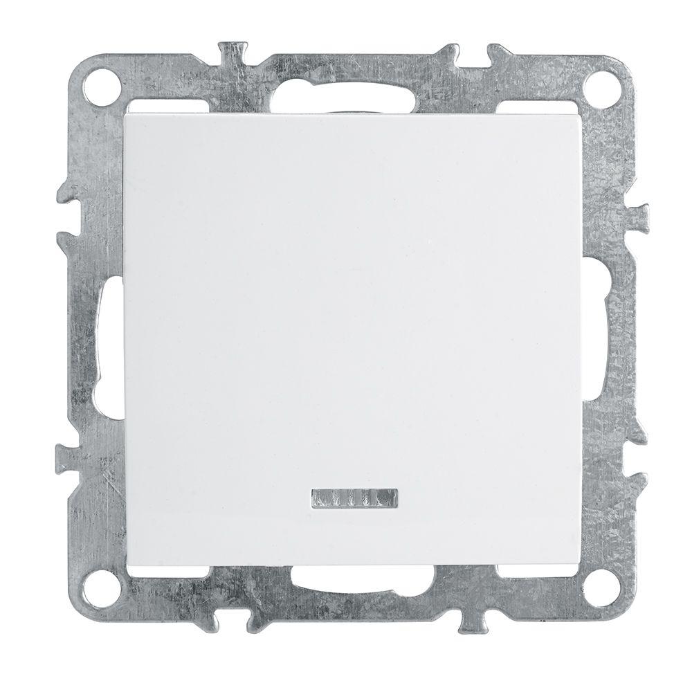 Выключатель 1-клавишный c индикатором (механизм), STEKKER, PSW10-9101-01, 250В, 10А, серия Эрна, белый, фото 1