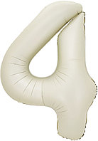 Фольгированный шар цифра 4 (40''/100 см) Кремовый сатин, 1 шт. Foil ballon, Китай