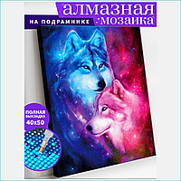 Алмазная мозаика "Волк и волчица" (40х50 с подрамником)