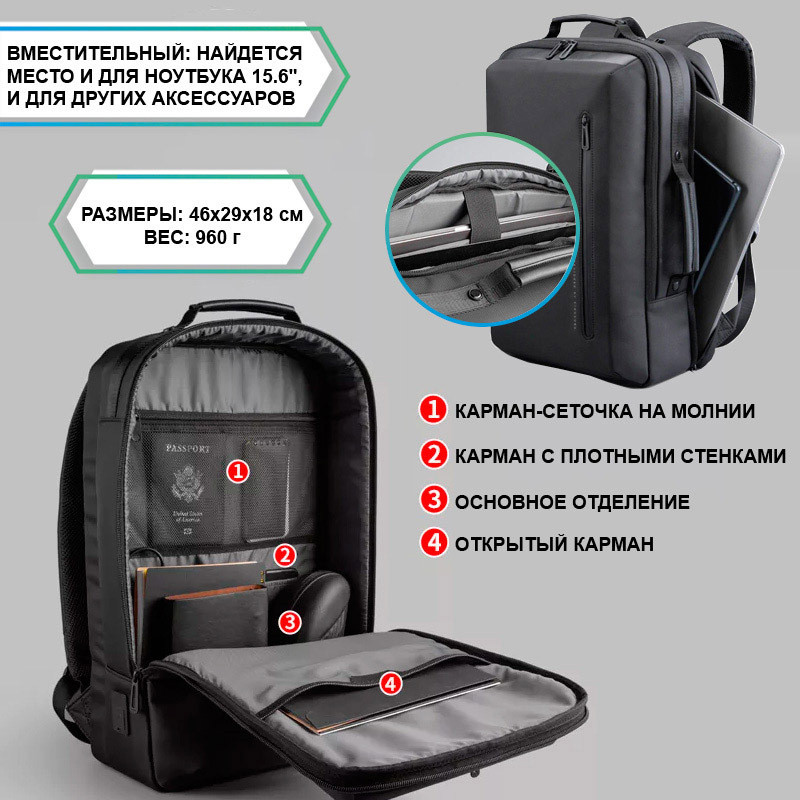 Рюкзак для ноутбука 15,6" ZENON - фото 7 - id-p108888552