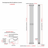 Радиатор 3x-трубчатый дизайнерский Unilux, 180см, 4 секции, 9.5 м², чёрный мат, фото 7