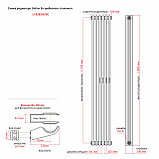 Радиатор 3x-трубчатый дизайнерский Unilux, 180см, 8 секций, 18 м², чёрный мат, фото 7