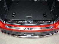 Накладка на задний бампер (лист шлифованный надпись XRAY) ТСС для Lada XRAY 2016-